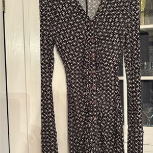 Free People Black and White Long Sleeve Dress